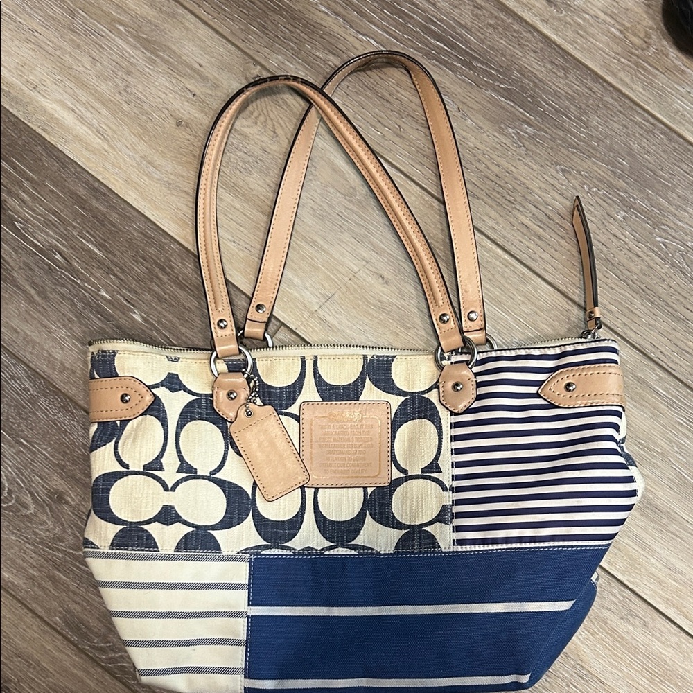 Stylish Tan and Blue Women's Tote Bag